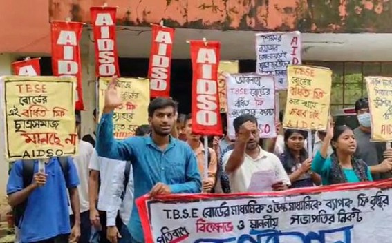 Protest in Tripura against Tripura Education Board's Huge Fee Hikes Protest in Tripura against Tripura Education Board's Huge Fee Hikes