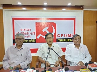 CPI-M held a press meet at Melarmath party office, Agartala. TIWN Pic May 11