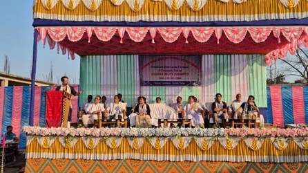 Foundation stone laid for 500 seated community hall costing Rs. 4 crores in Paharpur. TIWN Pic Feb 16