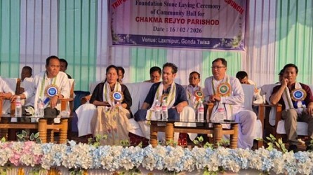 Foundation stone laid for 500 seated community hall costing Rs. 4 crores in Paharpur. TIWN Pic Feb 16