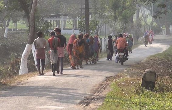 Workers of Manu Valley Tea garden at Kailashar boycotts work on Monday Workers of Manu Valley Tea garden at Kailashar boycotts work on Monday