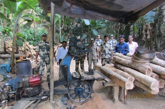 SDM Sonamura, BSF, Police joint raid busted illegal saw mill in Sonamura SDM Sonamura, BSF, Police joint raid busted illegal saw mill in Sonamura