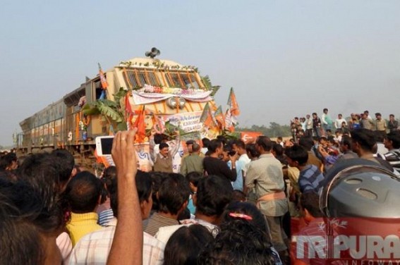PM Modi's 'Look-East' policy brings historical moment for Tripura : Agartala to get first BG Engine on wednesday: Ballast train from Badarpur  to Agartala on Jan 1st Week: BG service to commence in Tripura soon