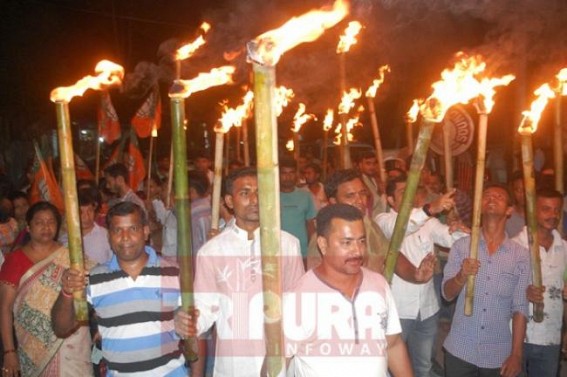 BJP held LoC victory rally :  Patriotic fervor floods Agartala City on Thursday evening after Indian Army hits Pakistan militants 
