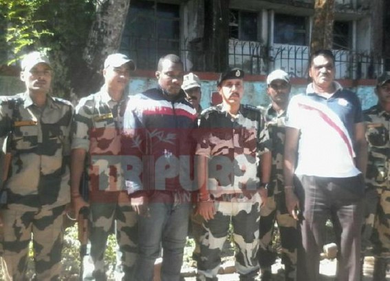 BSF caught one African national near Ramthakur Para unfenced border area BSF caught one African national near Ramthakur Para unfenced border area
