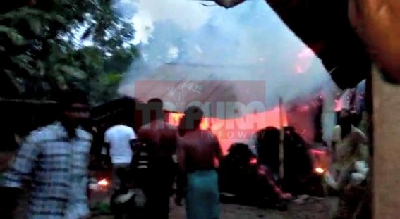 Fire guts a house at Udaipur