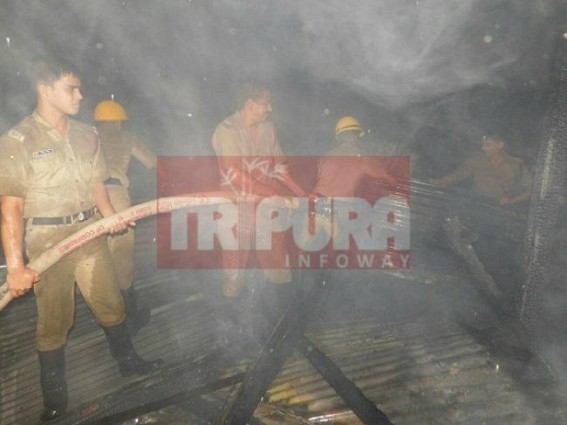 Late night  fire guts a shop