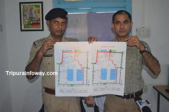 Traffic routes will be changed in Agartala in office hours from 16th August