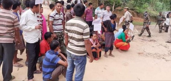 Local people showed their agitation against the decision of withdrawing TSR Camps by Tripura Govt