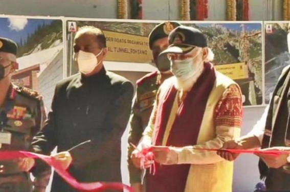 Modi inaugurates strategic Atal highway tunnel in Himalayas Modi inaugurates strategic Atal highway tunnel in Himalayas