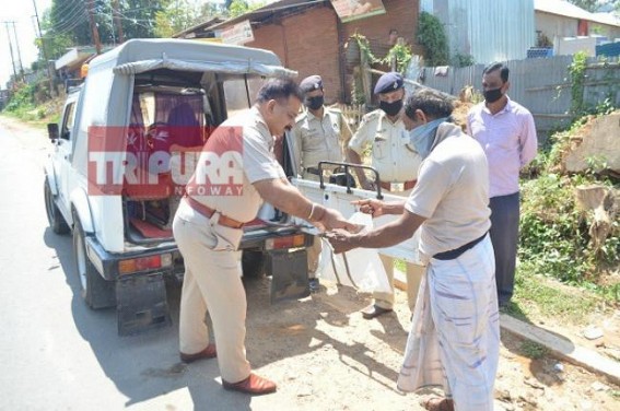 Amtali Police (Agartala) distributed free rice to local poor persons 