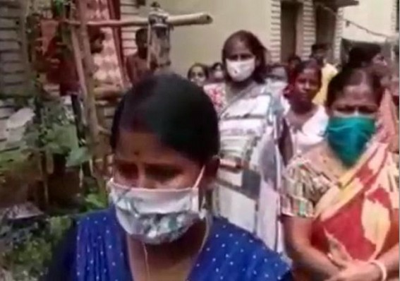 Residents of Kunjaban Vivekananda Awasan gheraoed AMC Zonal office for facing severe water crisis for over 10 days