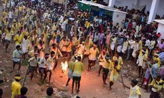 Dozens injured during traditional stick fighting in Andhra Dozens injured during traditional stick fighting in Andhra