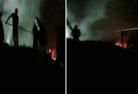 Fire allegedly set by miscreants in Teliamura Ward No-15