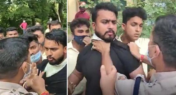 Netizens applaud SDPO Ramesh Yadav for his stern action against Ruling Party Hooligans in MBB College Campus : Eccentric Yuva Morcha leader Raghu Lodh got a tight Slap 