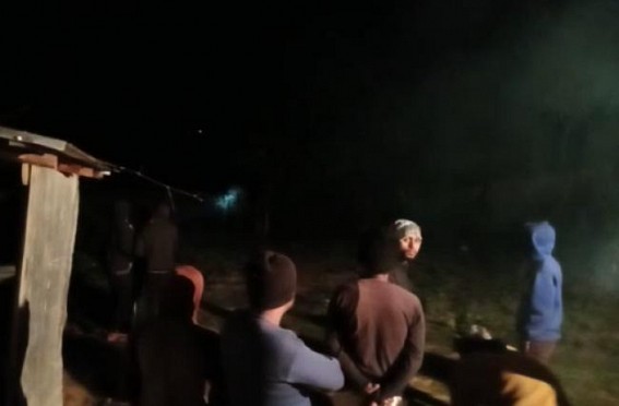 Families took shelter in paddy fields due to Wild Elephants' Attack in Teliamura, no help yet received from Govt side