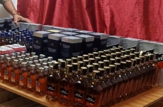 Illegally stored huge amount of liquor recovered from a house in Shantinagar village Illegally stored huge amount of liquor recovered from a house in Shantinagar village
