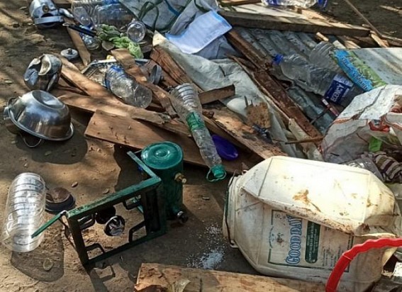 Sabka Saath Sabka Vikas ! For the evening walk and Physical Exercise of CM Biplab Deb, Agartala Municipal Corporation bulldozed small tea stalls in front of the MLA Hostel