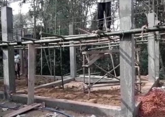 Forest Dept Storeroom Construction work alleged of low-quality in Gandachhara