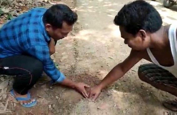 Locals stopped road renovation work in Hejamara block, allegedly for constructing Poor Road