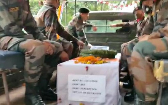 Dead Bodies of Martyr Sanjoy Debnath, Prashanta Deb arrived in Tripura from Manipur Dead Bodies of Martyr Sanjoy Debnath, Prashanta Deb arrived in Tripura from Manipur