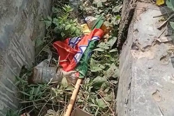 BJP’s Flags and Banners vandalized in Teliamura BJP’s Flags and Banners vandalized in Teliamura