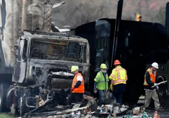 Two charred to death as container truck rams into another in T'gana Two charred to death as container truck rams into another in T'gana