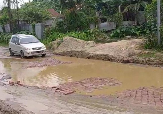 Road remains deplorable in Sonamura Nagar panchayat Vice Chairman’s area
