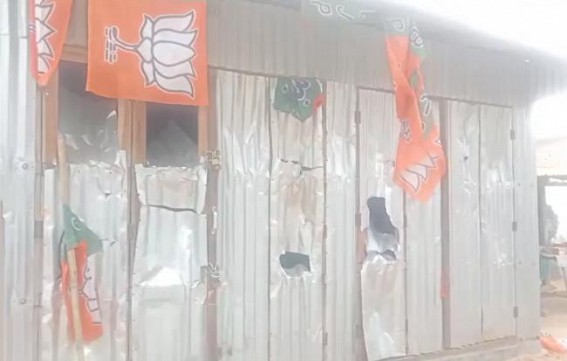 Newly inaugurated BJP Party Office was Vandalized allegedly by its ally Tipra Motha Party Workers in Khumulwng Newly inaugurated BJP Party Office was Vandalized allegedly by its ally Tipra Motha Party Workers in Khumulwng