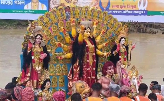 Bijaya Dashami Observed in Tripura : Idol Immersions started at Dashami Ghats across the state