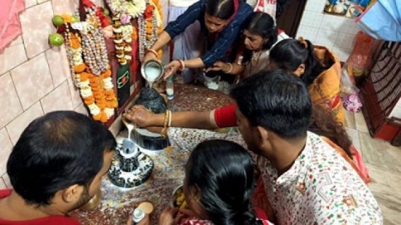 People rowed up at Shiva Temples in Agartala on Shiva Chaturdashi. TIWN Pic Feb 16