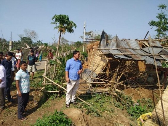 Minister Mebar Jamatia visited storm affected Mohanpur Minister Mebar Jamatia visited storm affected Mohanpur