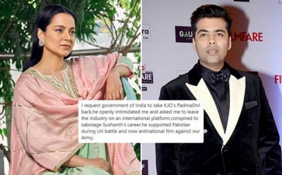 Team Kangana requests govt to take back KJo's Padma Shri Team Kangana requests govt to take back KJo's Padma Shri