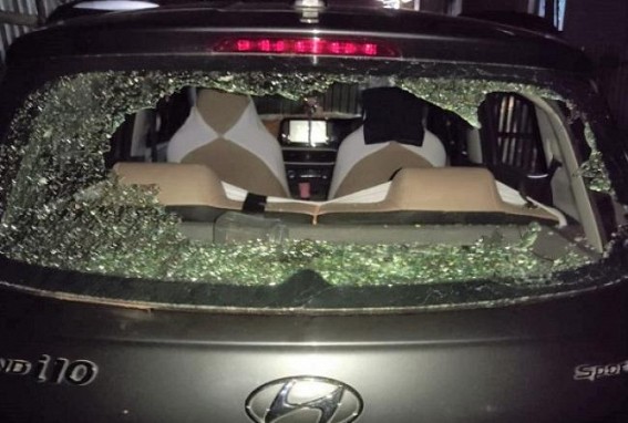 Attack on CPI-M leader, Car Vandalized by BJP goons at Bamutia Attack on CPI-M leader, Car Vandalized by BJP goons at Bamutia