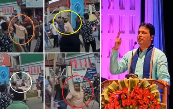 CM Biplab Deb tweeted 'Attack on a BJP man' video but cut his 'Stone Pelting' portion from the Video CM Biplab Deb tweeted 'Attack on a BJP man' video but cut his 'Stone Pelting' portion from the Video