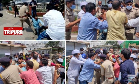 Tripura Board Exam Results : Protests Continue Statewide : Tussle among Police, Congress Activists at SDPO Office Premise Tripura Board Exam Results : Protests Continue Statewide : Tussle among Police, Congress Activists at SDPO Office Premise