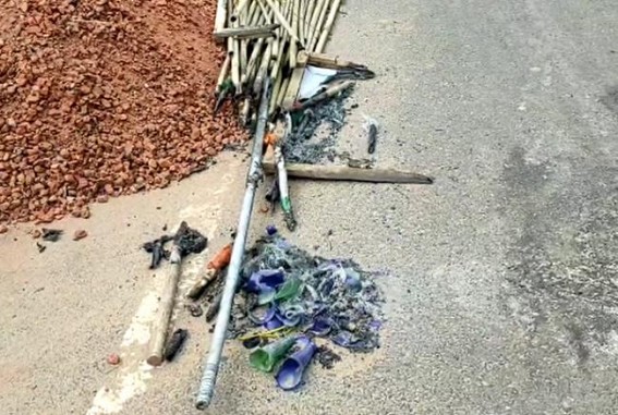 CPI-M Party Office vandalized by miscreants in Charilam, Party flag burnt CPI-M Party Office vandalized by miscreants in Charilam, Party flag burnt