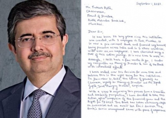 Uday Kotak resigns as MD & CEO of Kotak Mahindra Bank Uday Kotak resigns as MD & CEO of Kotak Mahindra Bank
