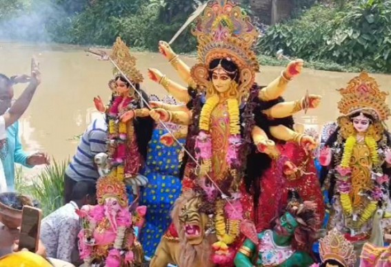 Basanti Puja ends with immersion at Dashami Ghaat Basanti Puja ends with immersion at Dashami Ghaat