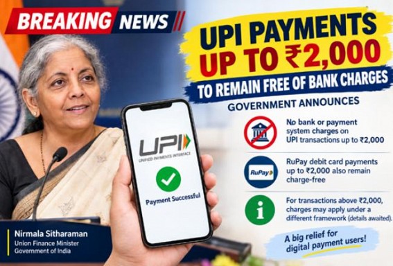'No Bank Charges on UPI Payments Up to Rs.2,000' 'No Bank Charges on UPI Payments Up to Rs.2,000'